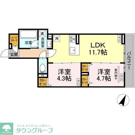 セレスティア上鷺宮II(2LDK/2階)の間取り写真