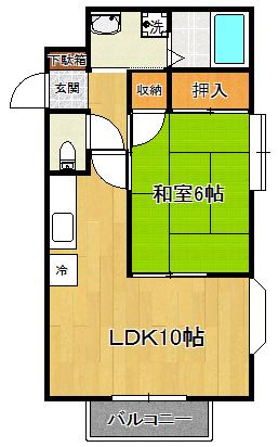 コーポすぎ(1LDK/2階)の間取り写真
