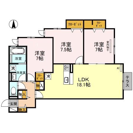 D-ROOM塚口本町(3LDK/2階)の間取り写真