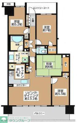 パークウエスト東京J棟(4LDK/3階)の間取り写真
