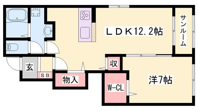 アンベリールB(2LDK/2階)の間取り写真