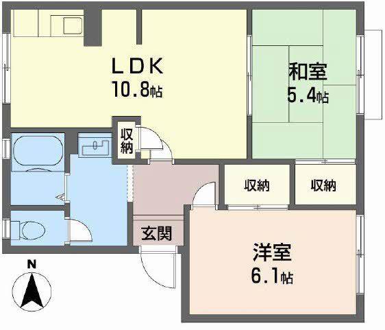 ガーデンハイツ湯浅(2LDK/1階)の間取り写真