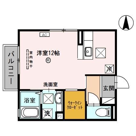 D-ROOM西小二里(ワンルーム/1階)の間取り写真