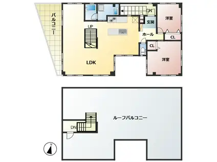 OCEAN S15(2LDK/4階)の間取り写真