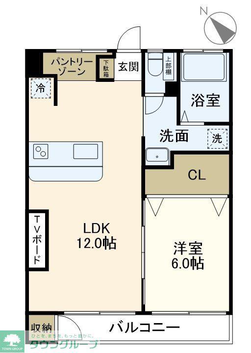 メゾン上村(1LDK/1階)の間取り写真