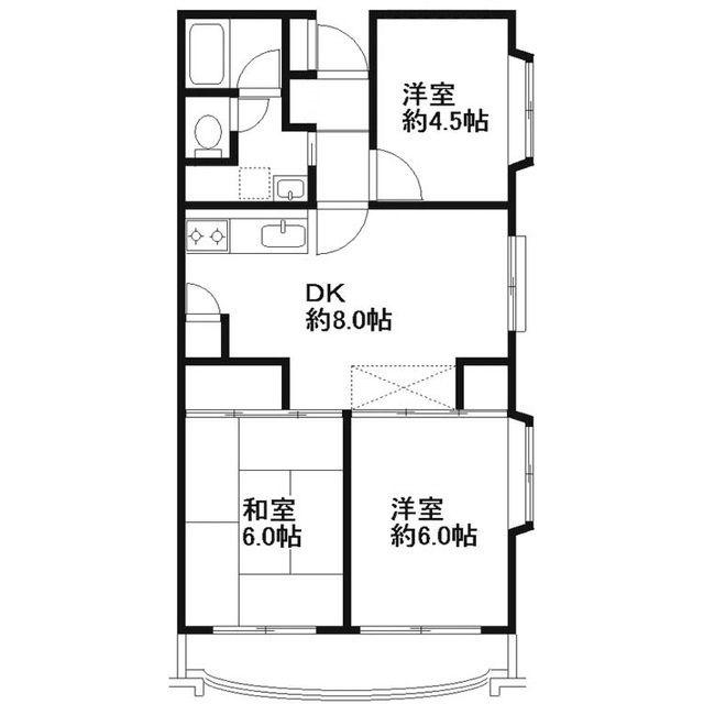 ブランハイツ長津田(3DK/5階)の間取り写真