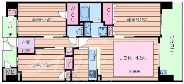 グランファースト千里桃山台6号棟(3LDK/4階)の間取り写真
