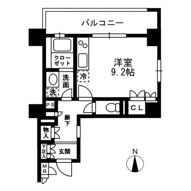 レジディア中落合A棟(ワンルーム/2階)の間取り写真