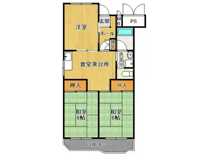 宝塚安倉 6号棟(3DK/2階)の間取り写真