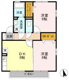 サンハイツB棟(2DK/2階)の間取り写真