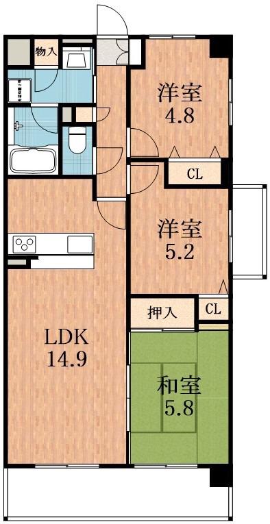 OC RESIDENCE R HAMAGUCHI(3LDK/3階)の間取り写真