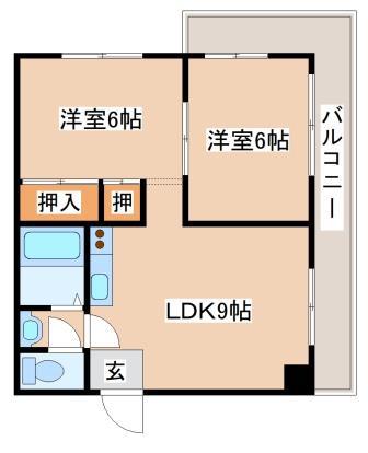 ダイバーシティ神戸長田(2LDK/2階)の間取り写真