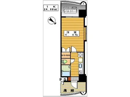 ロイヤル日赤通 80(1K/14階)の間取り写真