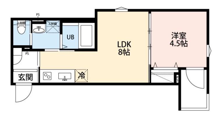 ROBOT HOME 六町III(1LDK/1階)の間取り写真