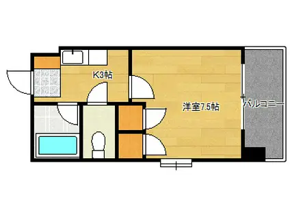 FKビル(1K/8階)の間取り写真