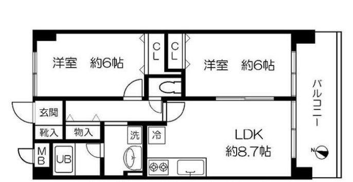 池袋1丁目(2LDK/4階)の間取り写真