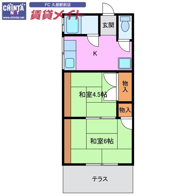 赤塚アパート(2K/1階)の間取り写真