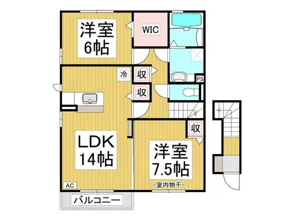 エスポワール・栞(2LDK/2階)の間取り写真