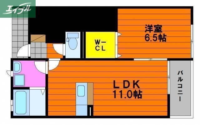 I.S延友 C棟(1LDK/1階)の間取り写真