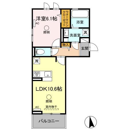 シルクローズ(1LDK/3階)の間取り写真