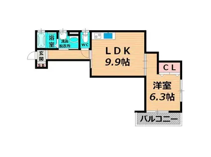 ブリーゼ城東(1LDK/2階)の間取り写真