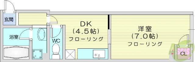 コーポ童子(1DK/5階)の間取り写真