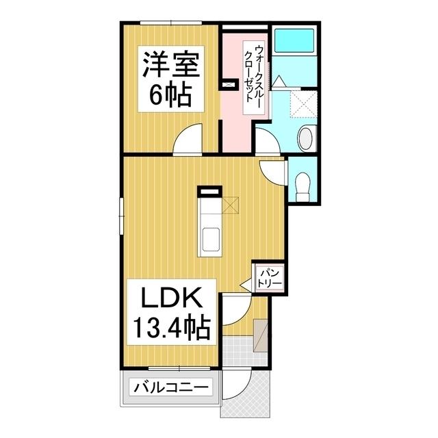 メリディアンベル稲葉(1LDK/1階)の間取り写真