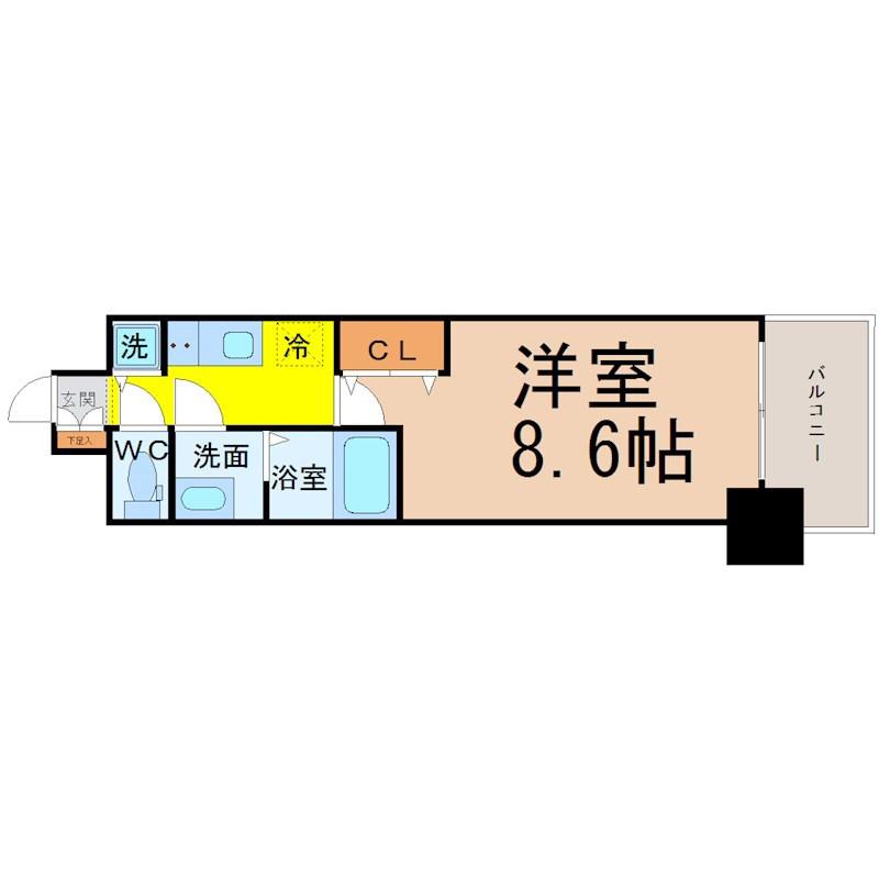 プレサンス鶴舞公園セラヴィ(1K/8階)の間取り写真