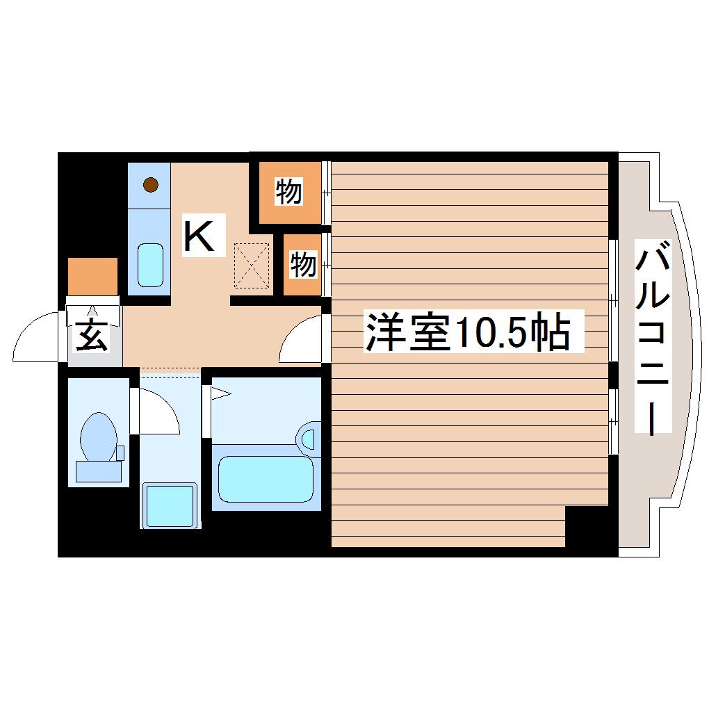ステュディオ仙台(1DK/4階)の間取り写真