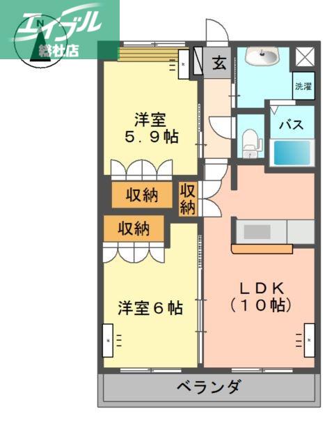 コンフォース六条院(2LDK/2階)の間取り写真