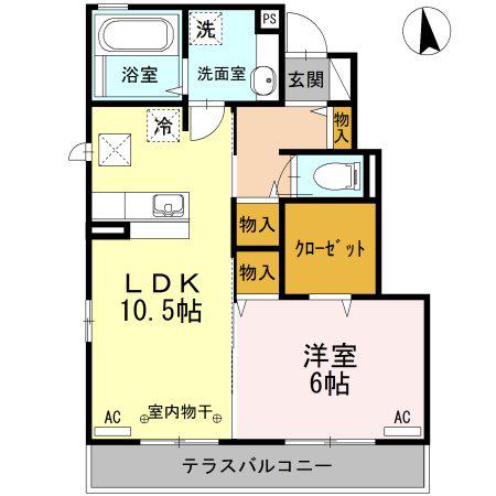 メゾン シェーヌ(1LDK/1階)の間取り写真