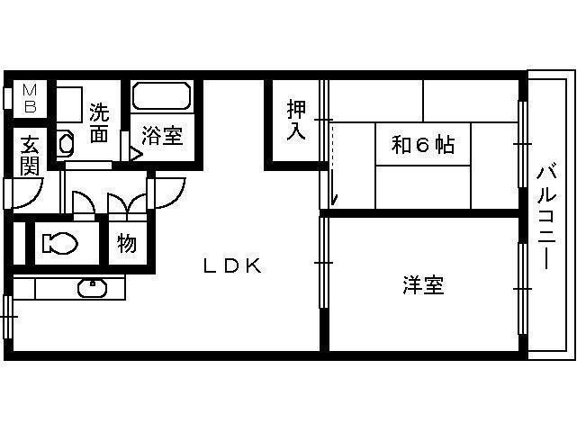 城南マンションII(2LDK/6階)の間取り写真
