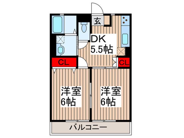 ガーデンヒルズ(2DK/2階)の間取り写真