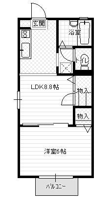 グレイスSHIMAB棟(1LDK/2階)の間取り写真