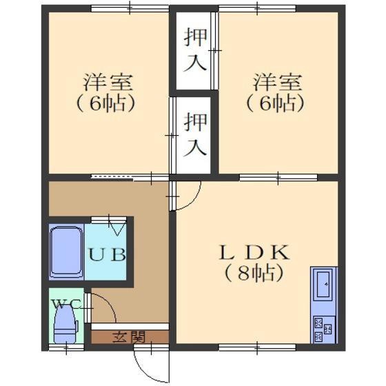 コーポかしわ(2LDK/3階)の間取り写真
