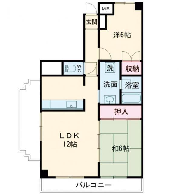レジデンス河南(2LDK/2階)の間取り写真