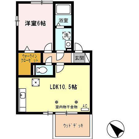 ヴィラ A(1LDK/1階)の間取り写真