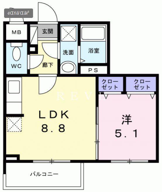 ベラシティ(1LDK/2階)の間取り写真