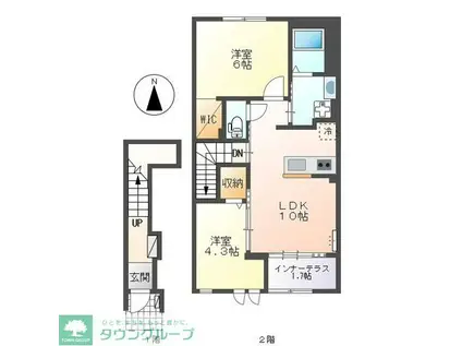 リュミエール・ドュース(2LDK/2階)の間取り写真