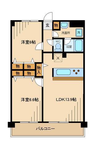 メルヴェーユ調布(2LDK/3階)の間取り写真