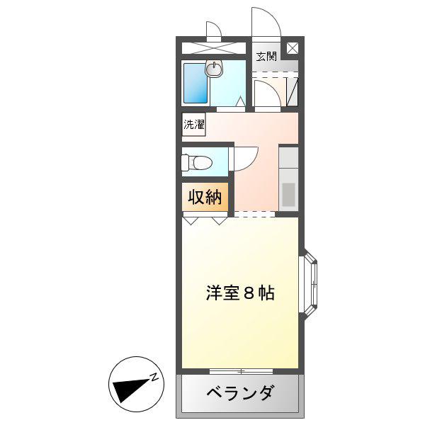 ツインパルII(1K/1階)の間取り写真