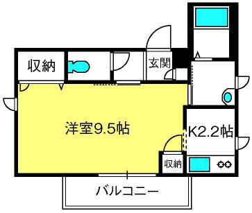 シャトーメルヴェーユ(1K/2階)の間取り写真