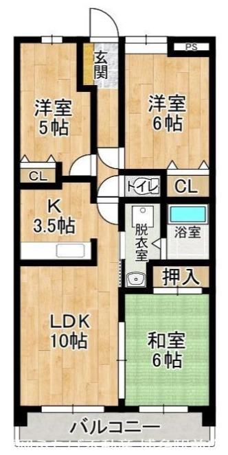 ディアス宮嵜(3LDK/2階)の間取り写真