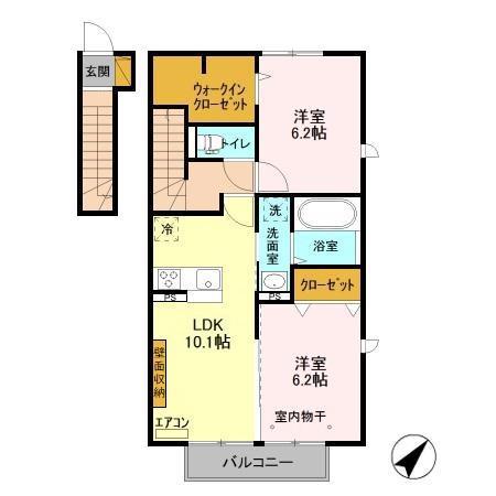 ボナール(2LDK/2階)の間取り写真