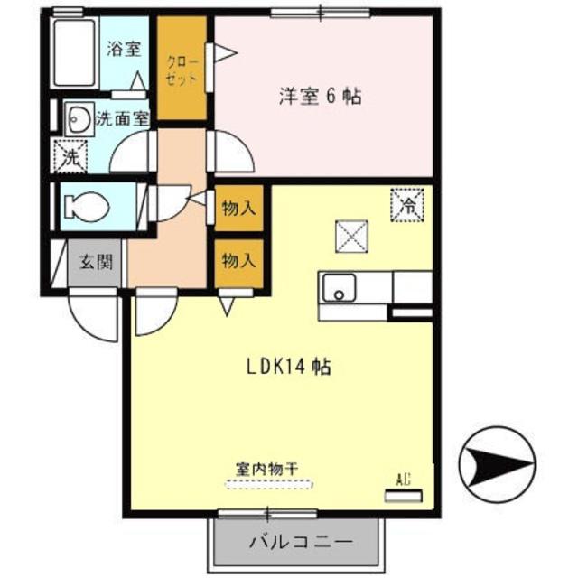 エクセル平野(1LDK/1階)の間取り写真