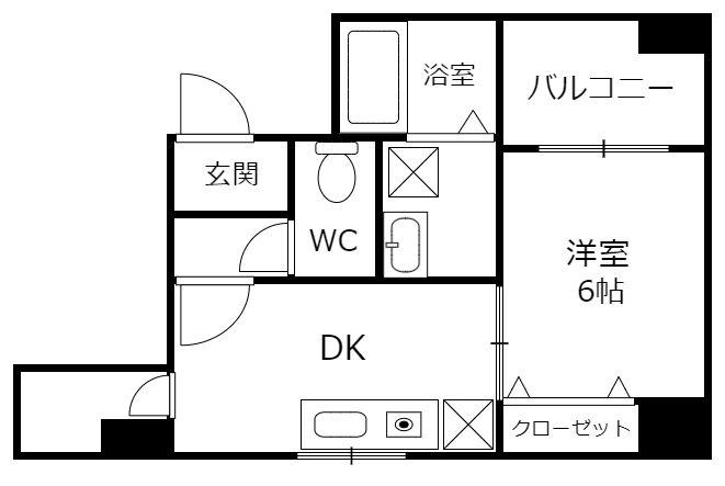 アトリエヤヨイ(1DK/4階)の間取り写真