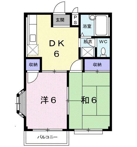 プラネットII(2DK/2階)の間取り写真