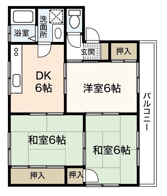 永岡ハイツ(3DK/2階)の間取り写真