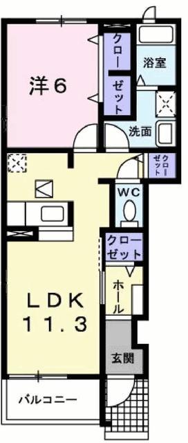 ヴィラ ジール(1LDK/1階)の間取り写真