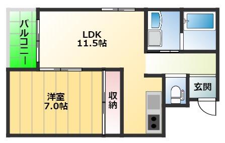 フロラシオン(1LDK/4階)の間取り写真